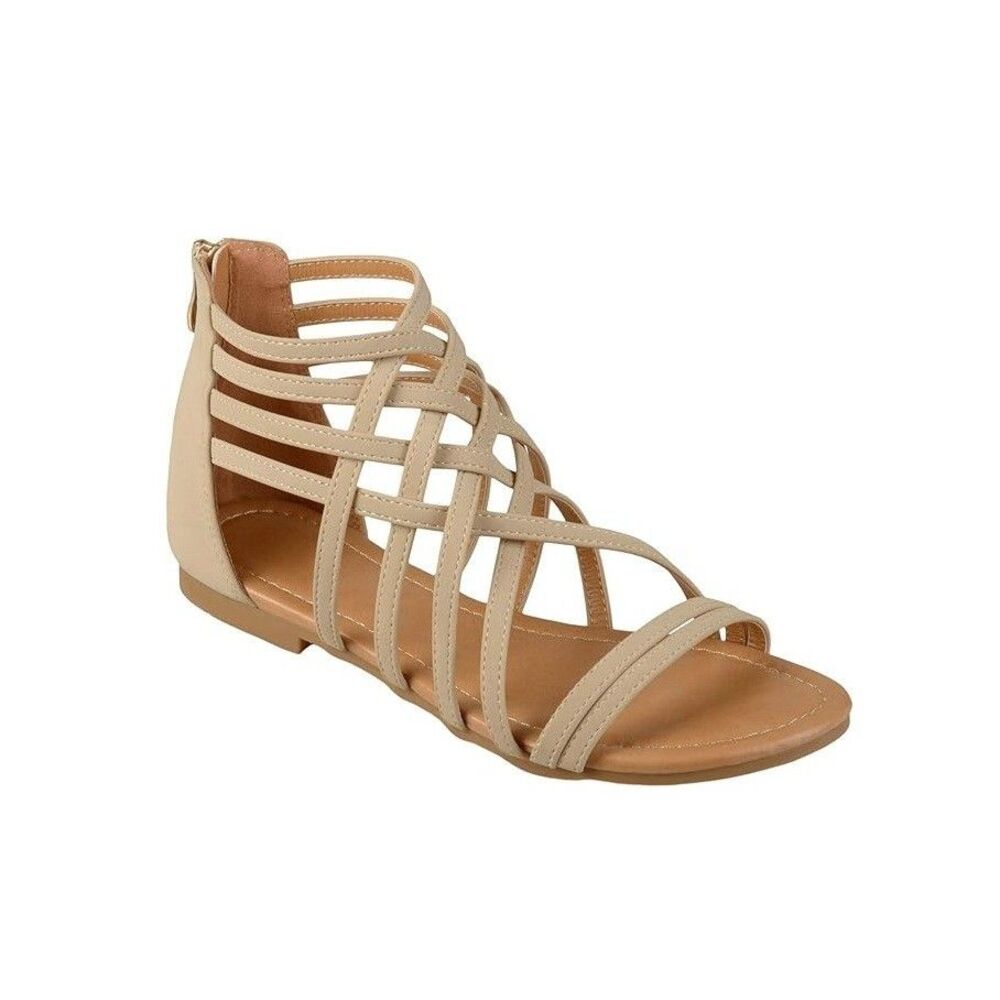 Journee Collection Womens 9 M Nude Hanni Strappy Flat Sandals NIB MY7